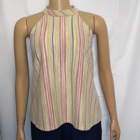 Anthropologie W5 Sleeveless Top High Neck vertical stripes multi color Size M - Picture 10 of 16